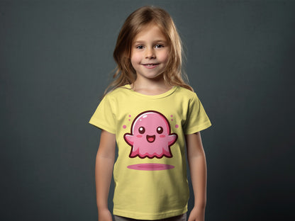Cute Pink Smiling Jellyfish Graphic Kids T-shirt