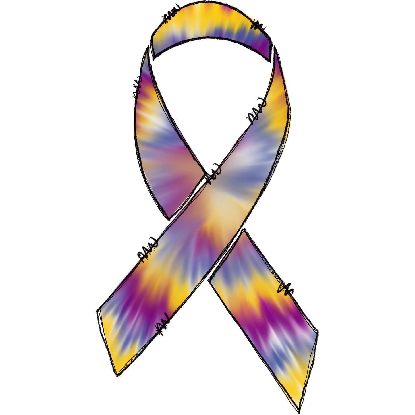 Multicolor Tie-Dye Rainbow Awareness Ribbon Accessory