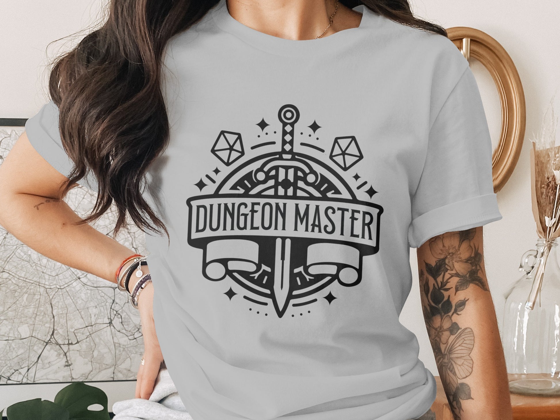 Dungeon Master Dice Sword Graphic Tee
