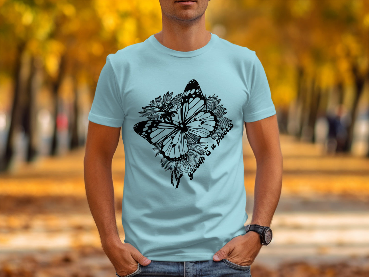 Beautiful Butterfly Graphic with Floral Design Tee