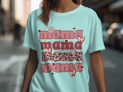 Trendy Mama Graphic Tee with Colorful Lettering