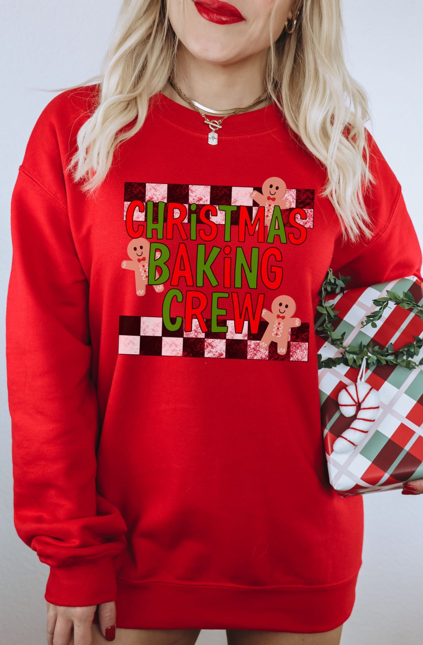 Christmas Baking Crew Red Sweatshirt Holiday Spirit