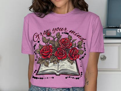 Grow Your Mind Floral Book Graphic Tee