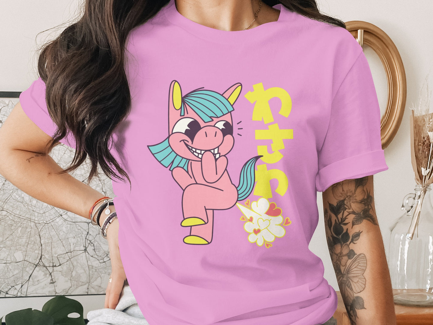 Colorful Japanese Style Cartoon Unicorn T-shirt