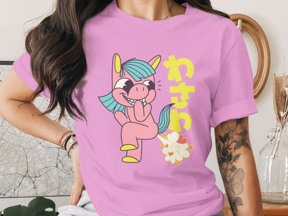 Colorful Japanese Style Cartoon Unicorn T-shirt