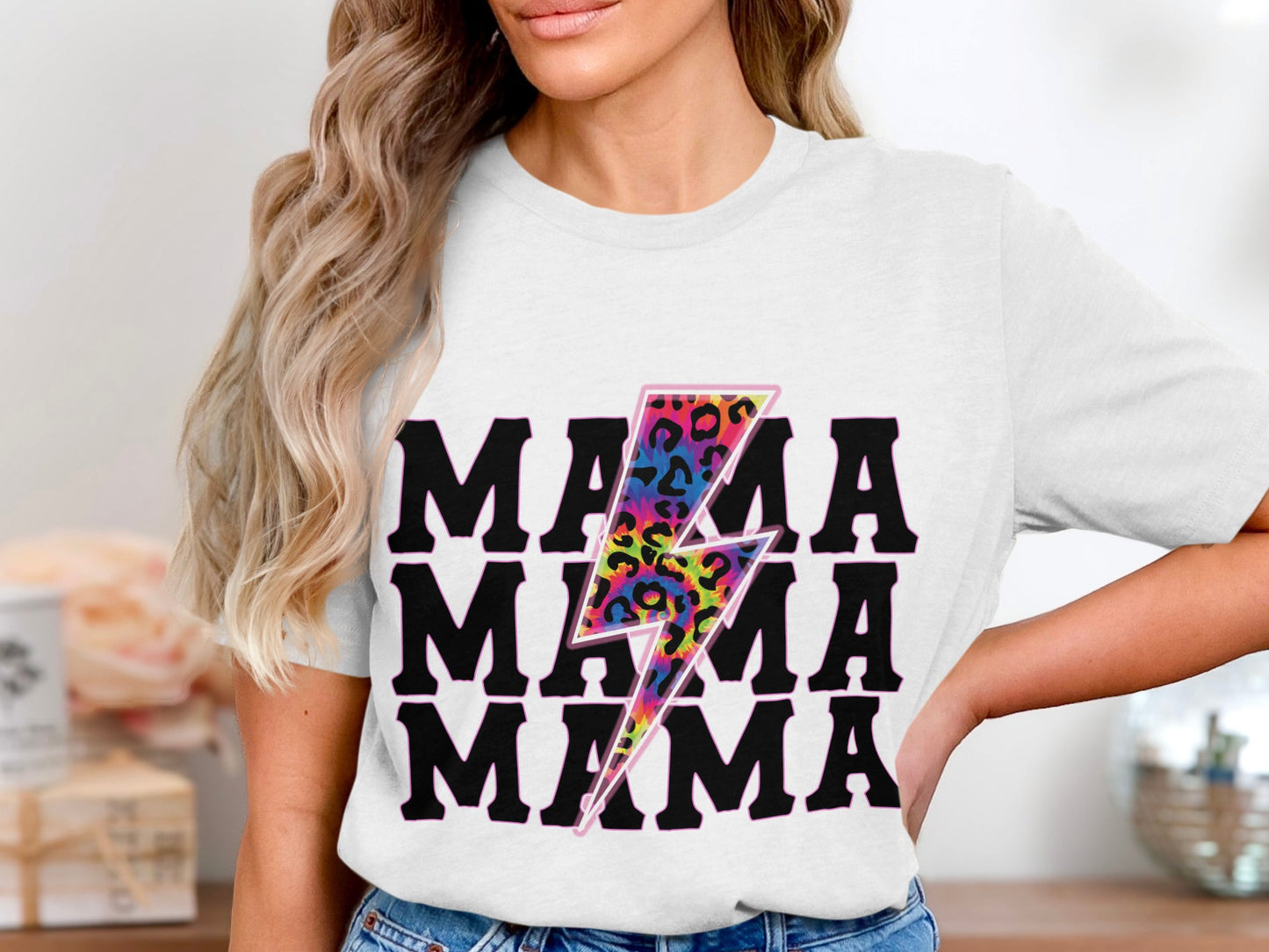 Bold Colorful MAMA Lightning Graphic Shirt