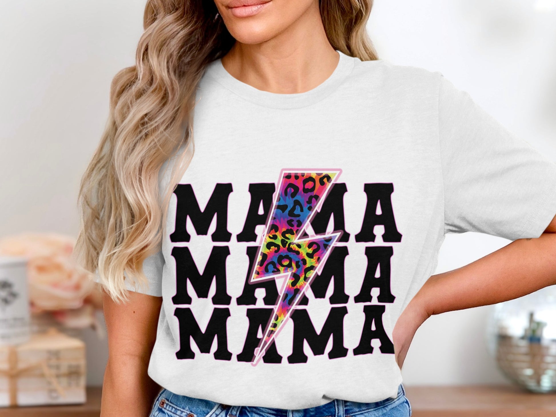 Bold Colorful MAMA Lightning Graphic Shirt