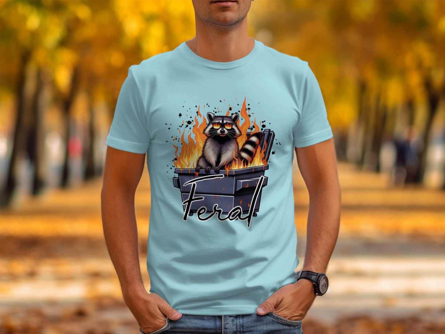 Feral Raccoon Dumpster Fire Graphic T-Shirt