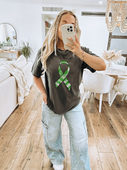 Green Ribbon Graphic Tee for Casual Style