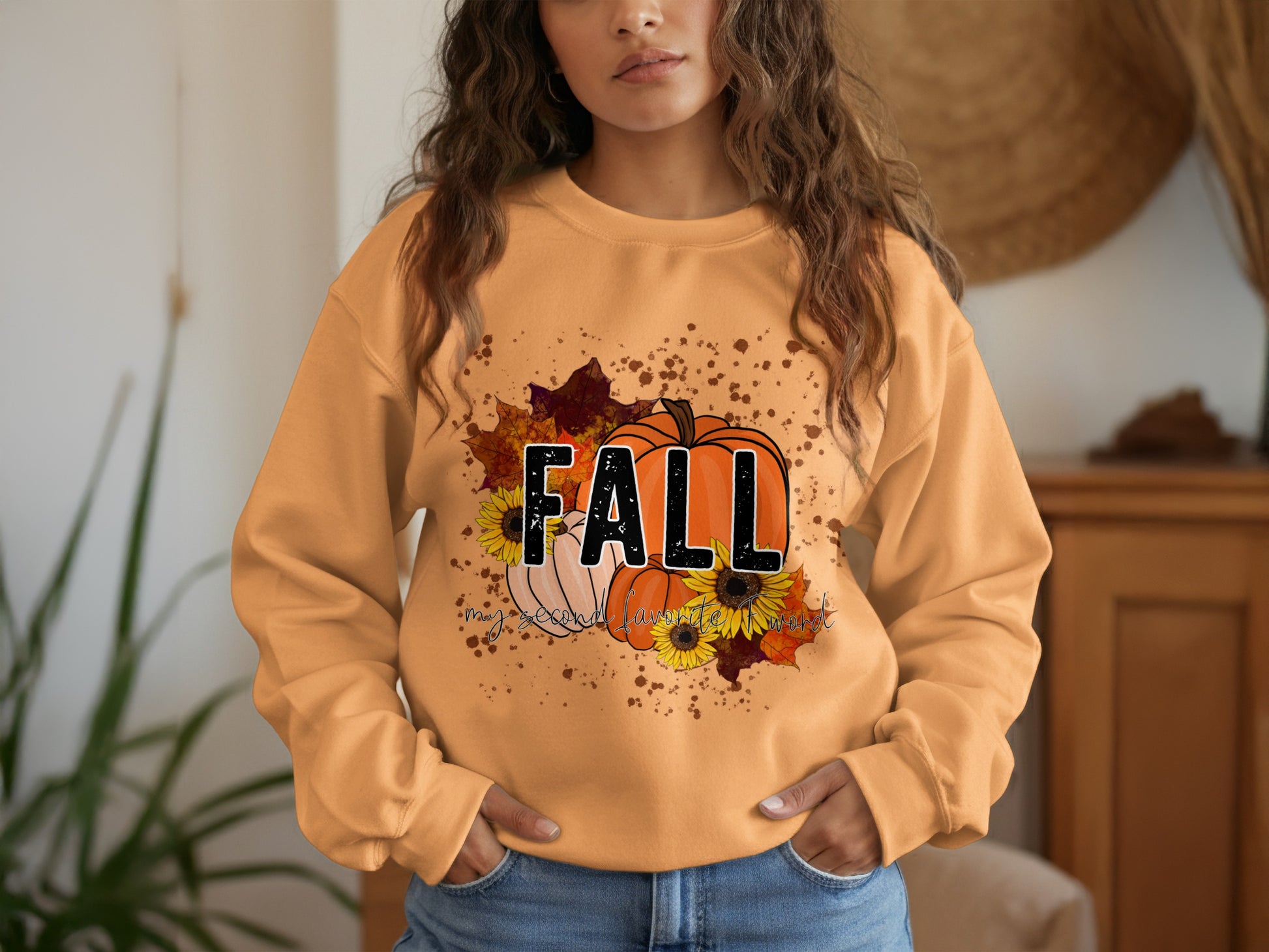 Fall Themed Sweatshirt with Autumn Pumpkin Design