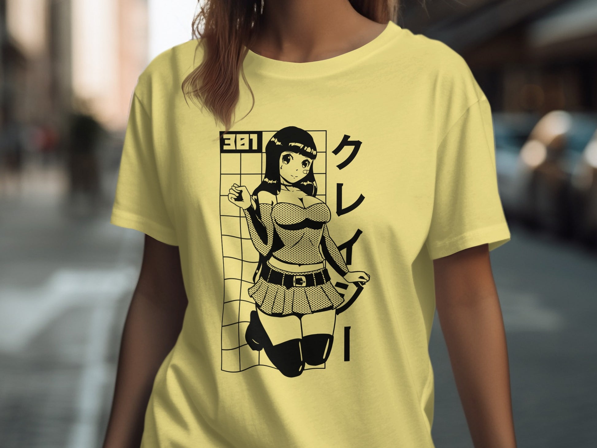Manga Character T-Shirt with Japanese Text Design