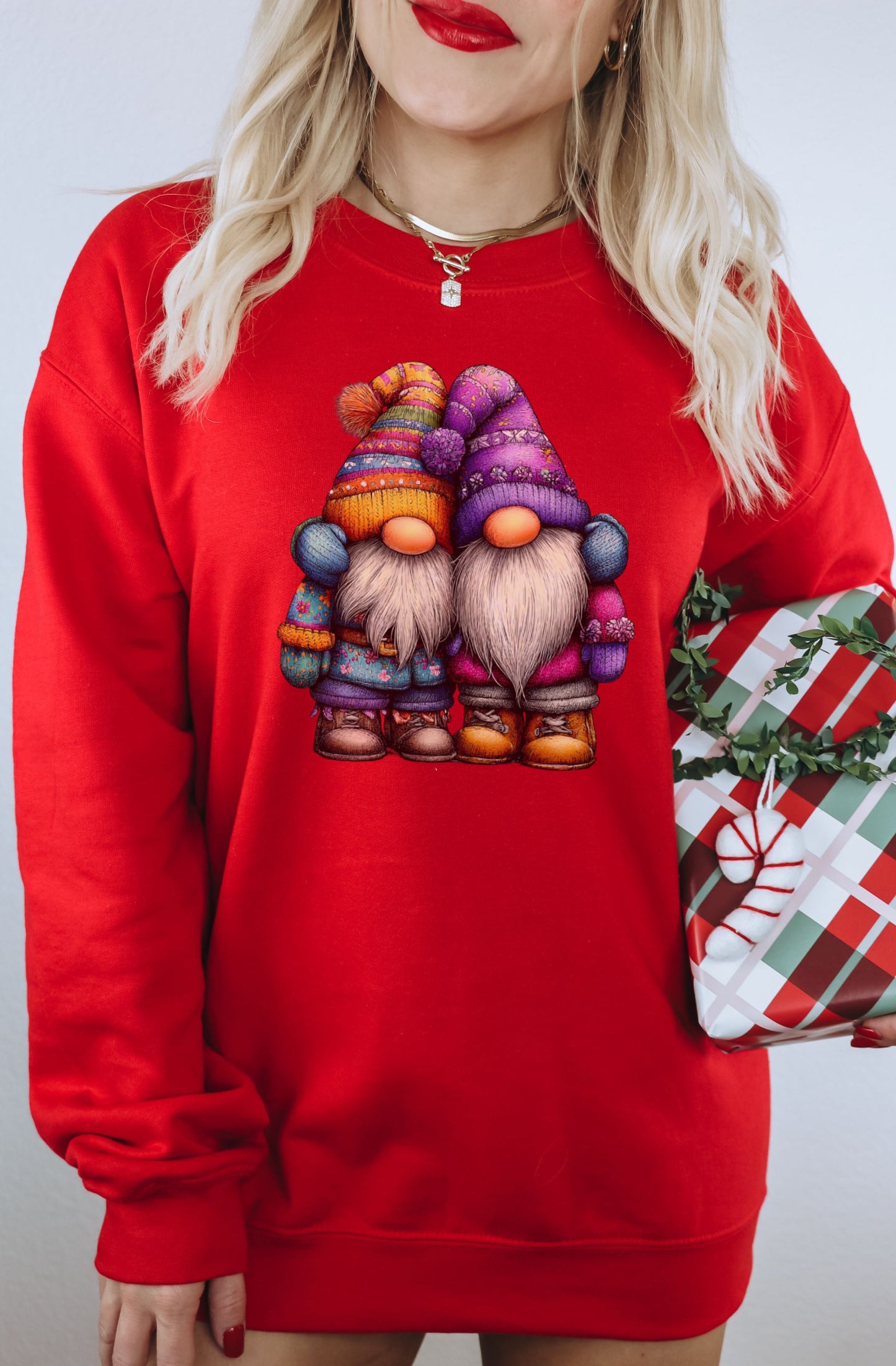 Festive Holiday Gnomes Graphic Sweatshirt Product