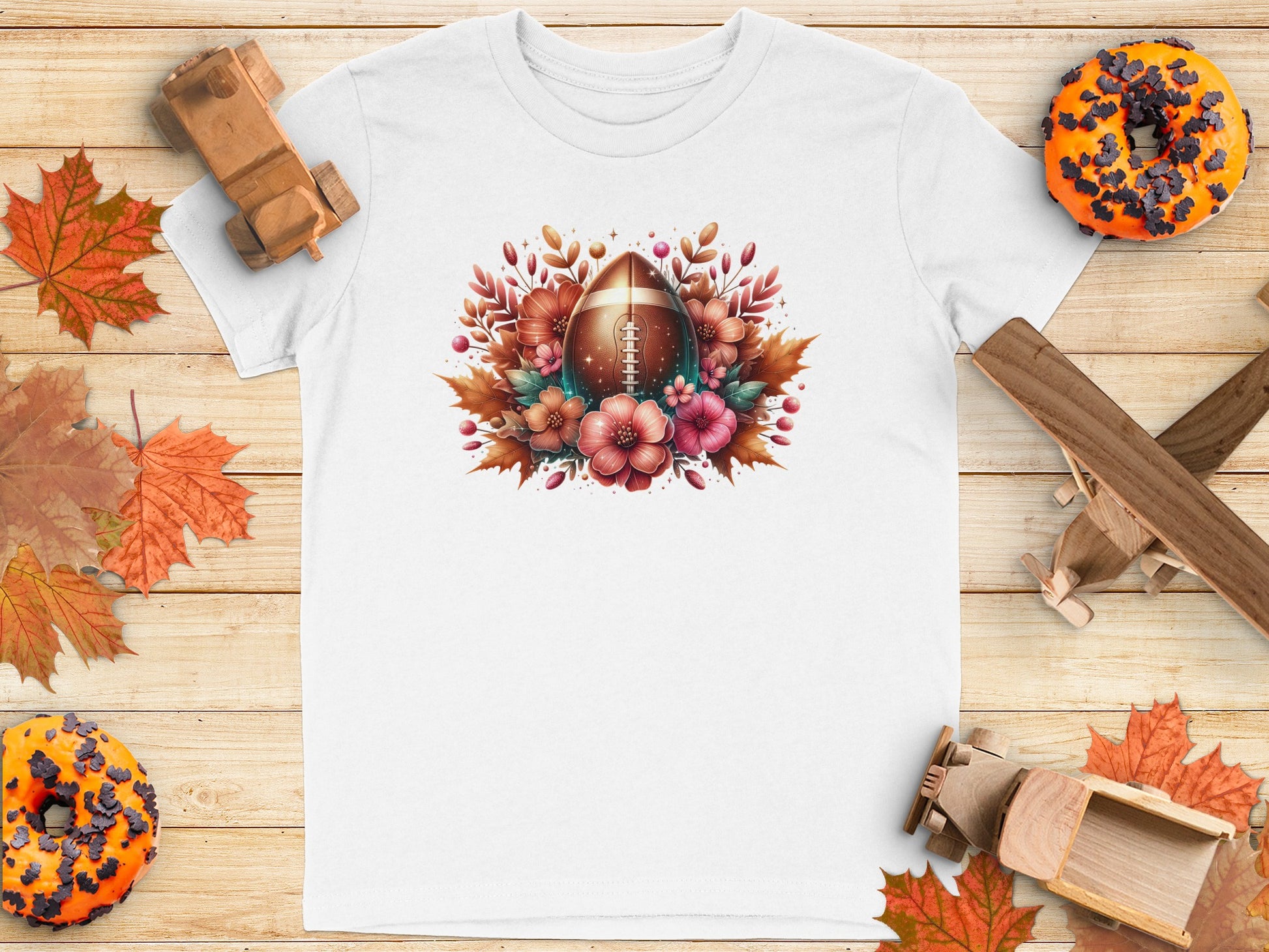 Autumn Football Pumpkin Floral Graphic T-Shirt product type