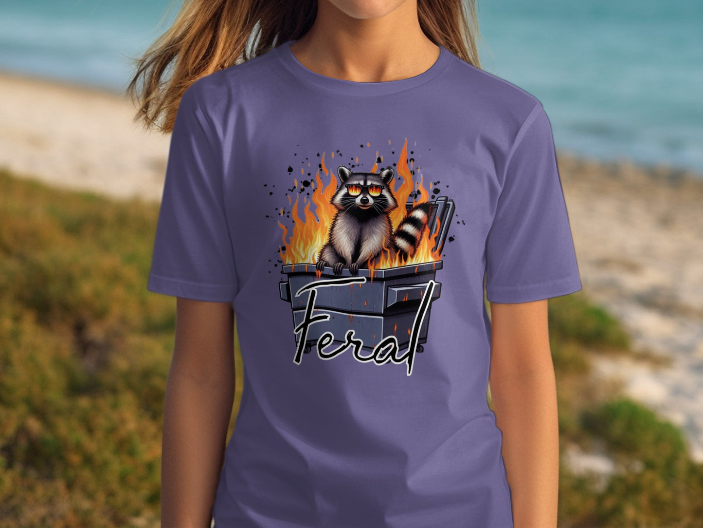 Feral Raccoon Dumpster Fire Funny Graphic T-shirt