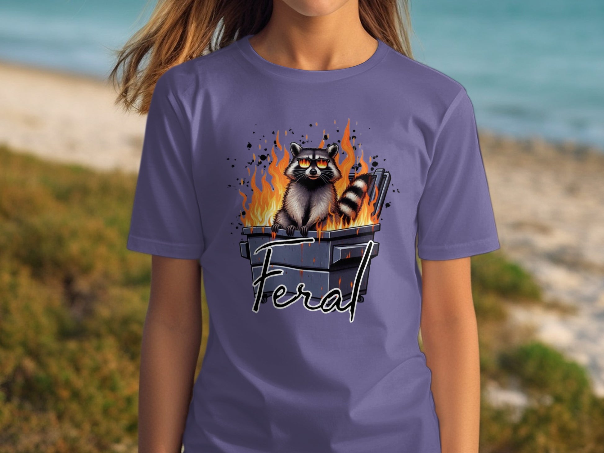 Feral Raccoon Dumpster Fire Funny Graphic T-shirt