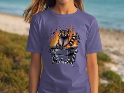 Feral Raccoon Dumpster Fire Funny Graphic T-shirt