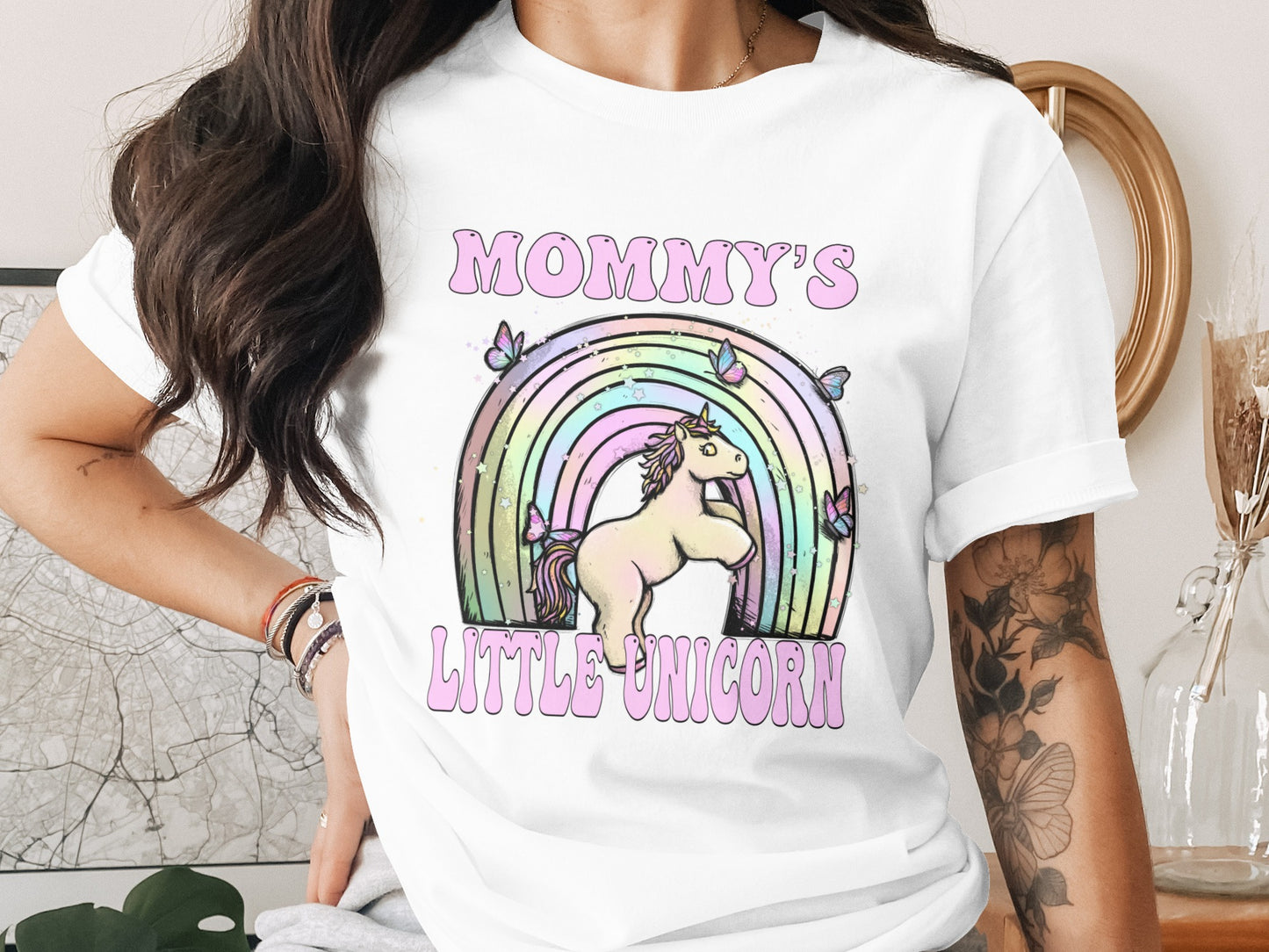 Mommy's Little Unicorn Rainbow Design Shirt