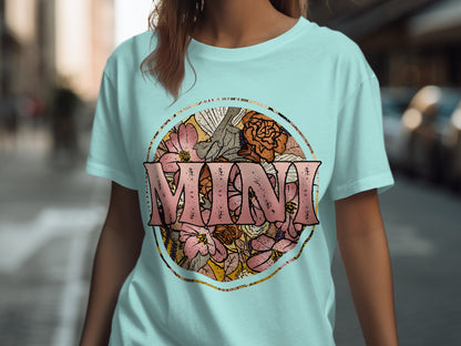 Stylish Graphic Mini Tee with Floral Circle Design