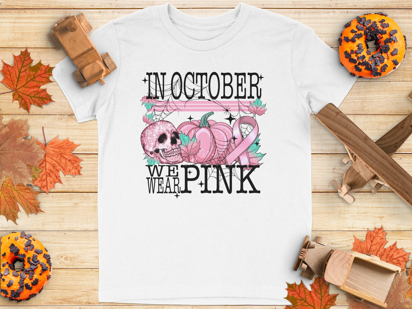 In October We Wear Pink Halloween Themed T-Shirt