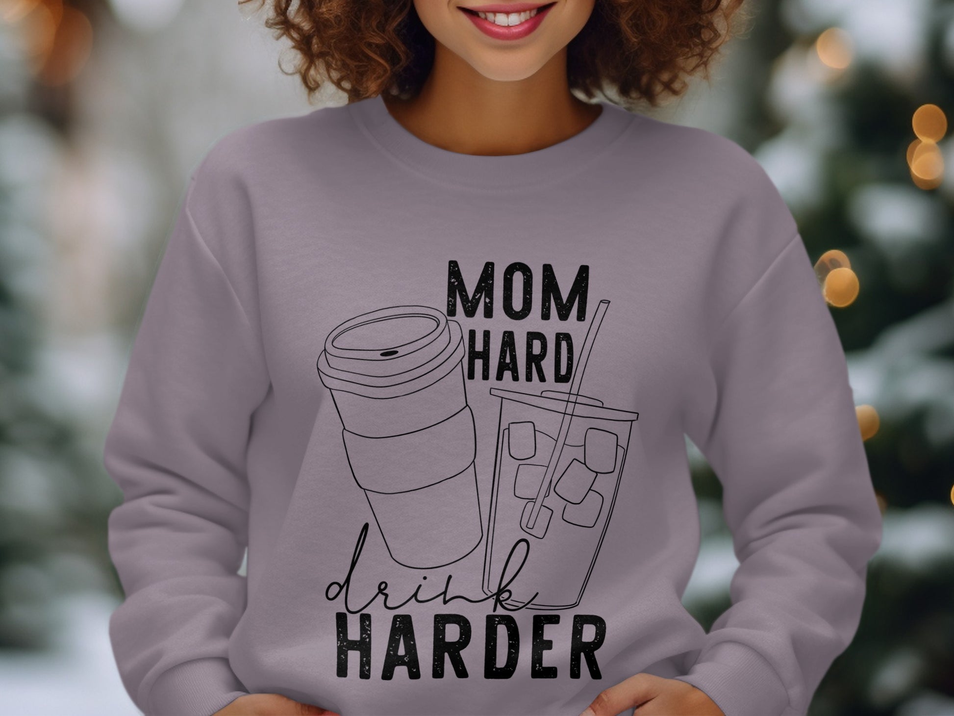 Mom Hard Drink Harder Graphic Sweatshirt