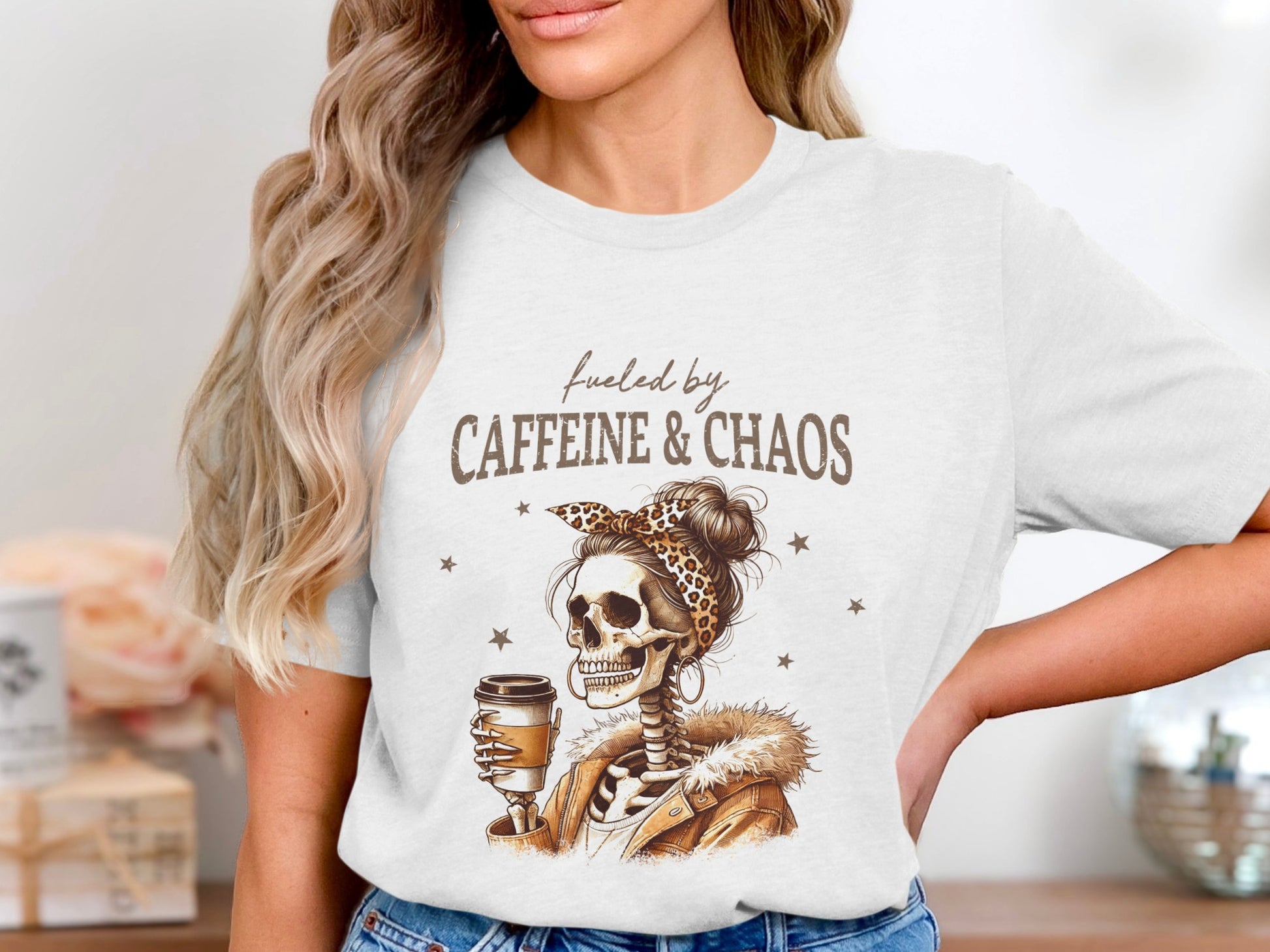 Fueled by Caffeine and Chaos Graphic Tee Product