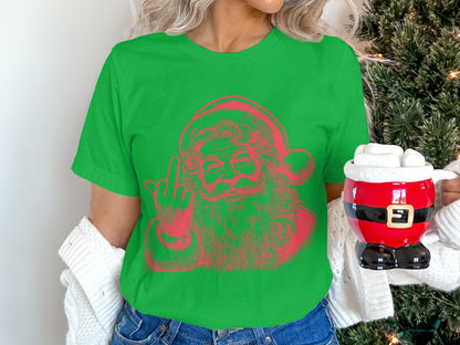 Christmas Green T-Shirt with Santa Design