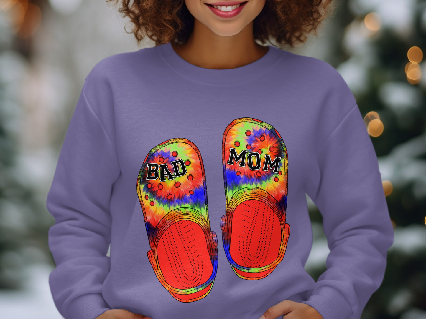 Bad Mom Tie-Dye Slippers Graphic Sweatshirt product