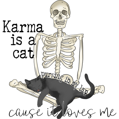 Karma is a cat purring in my lap skeleton design