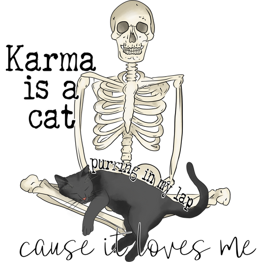 Karma is a cat purring in my lap skeleton design