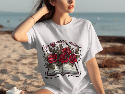 Grow Your Mind Rose Design Graphic T-Shirt