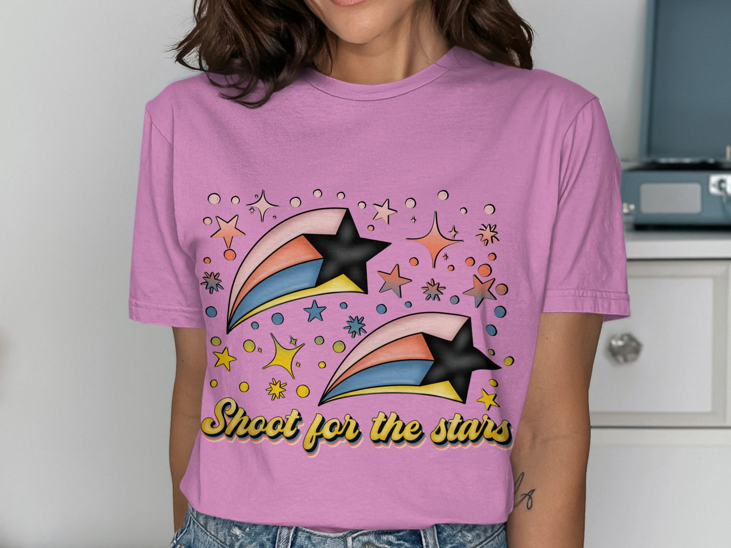 Shoot for the stars colorful shooting stars shirt