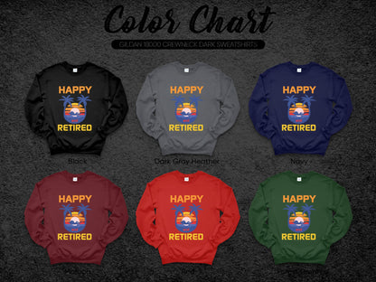 Happy Retired Vacation Sunset Crewneck Sweatshirt