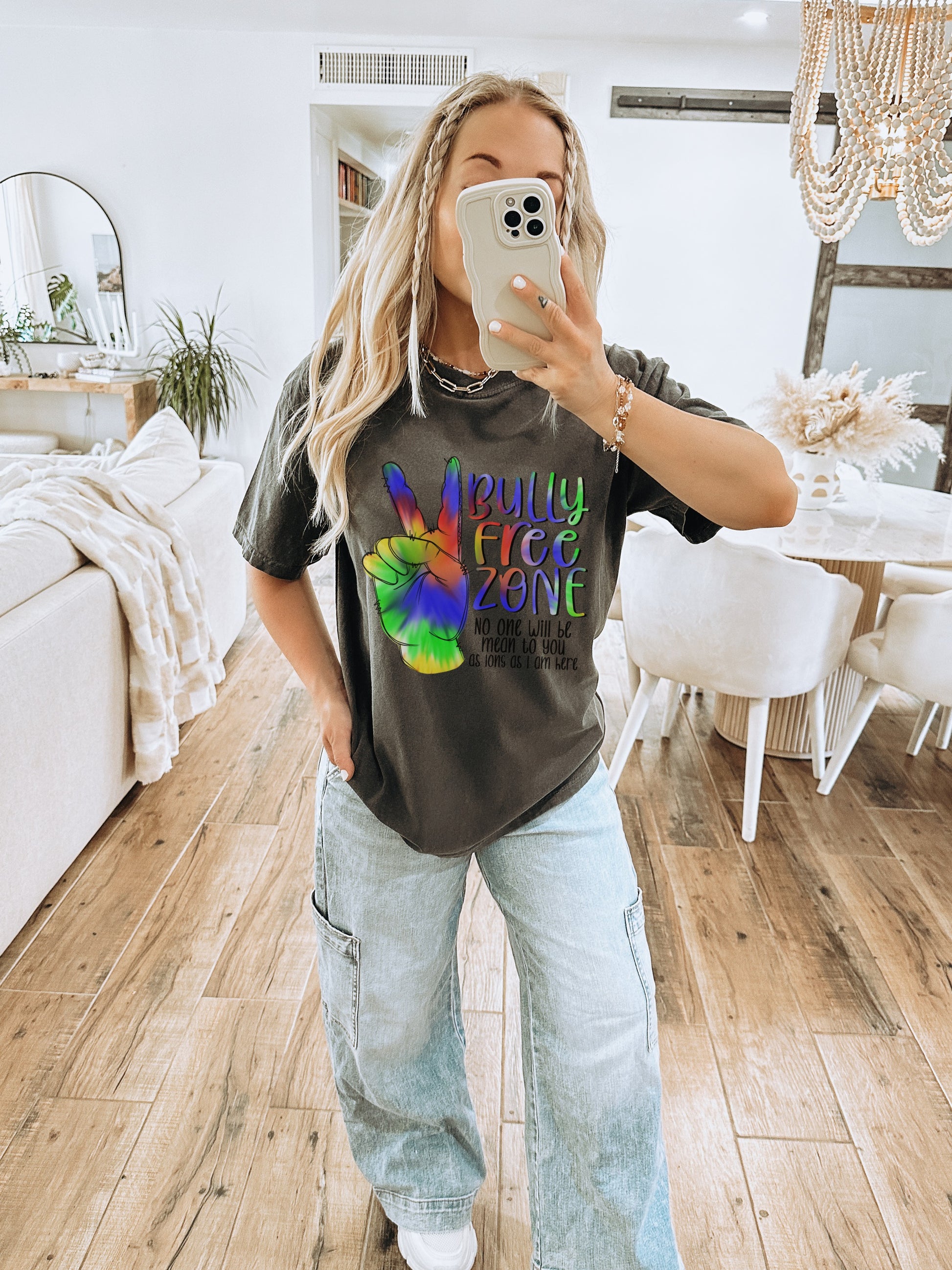 Bully Free Zone Colorful Graphic Tee Statement
