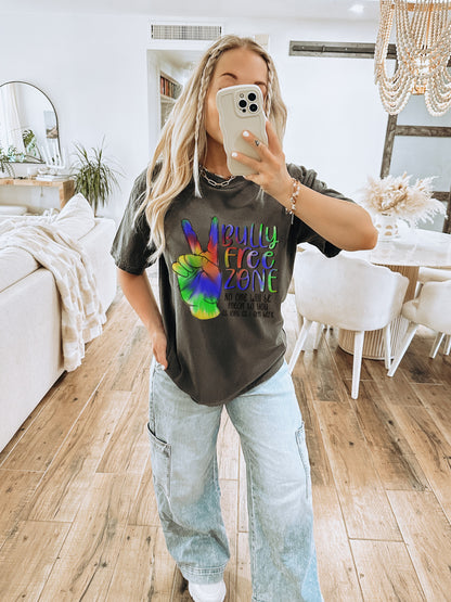 Bully Free Zone Colorful Graphic Tee Statement