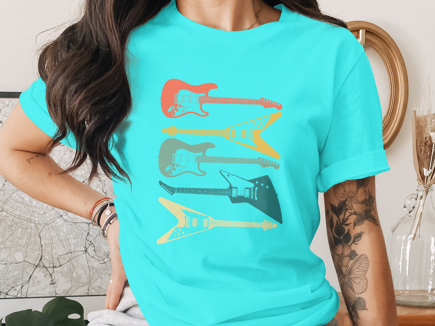 Colorful Electric Guitars Graphic Tee