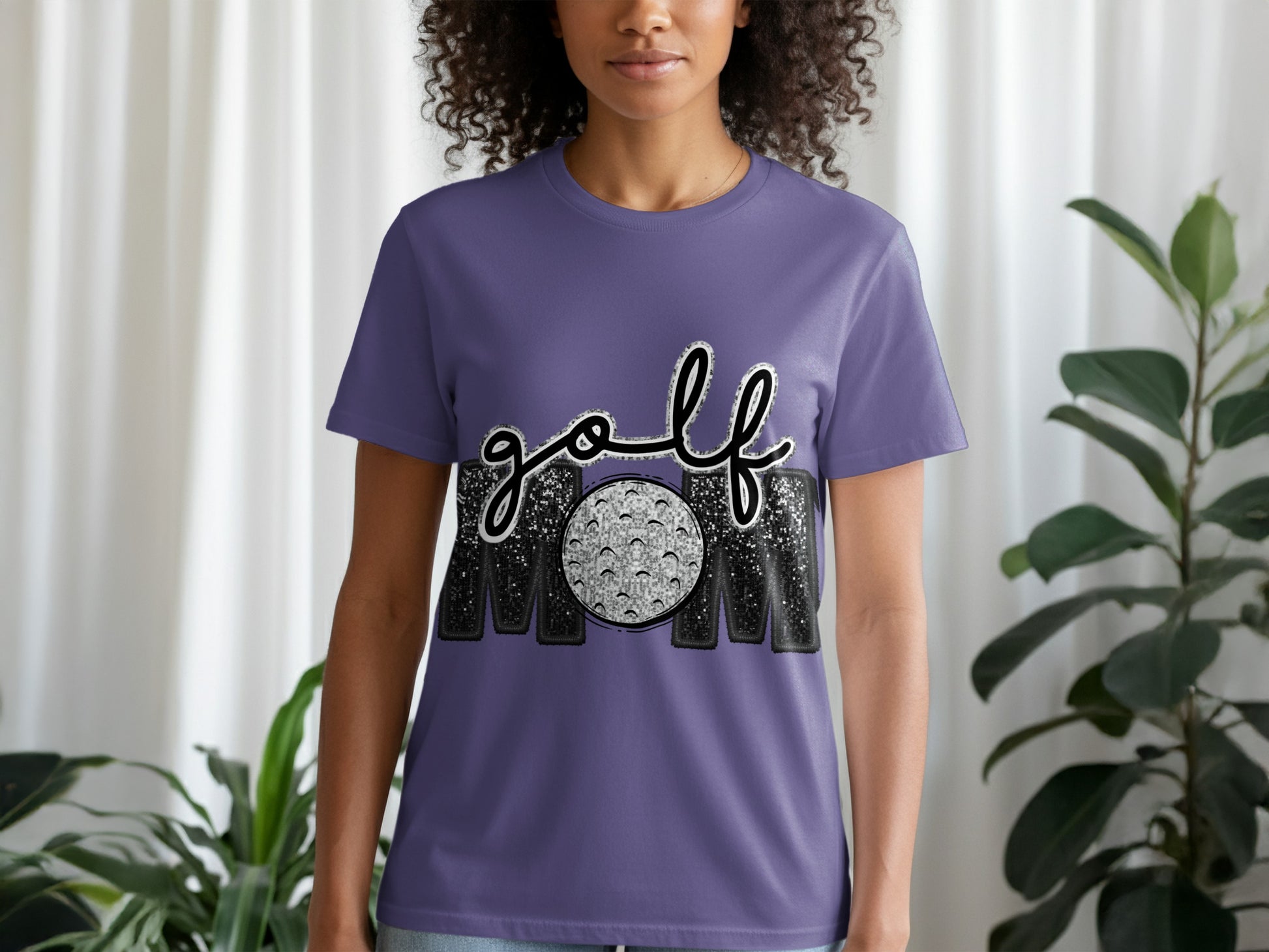 Stylish Purple Golf Mom Themed Casual Wear Shirt