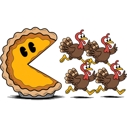 Funny Pie and Turkeys Running Away Art Print