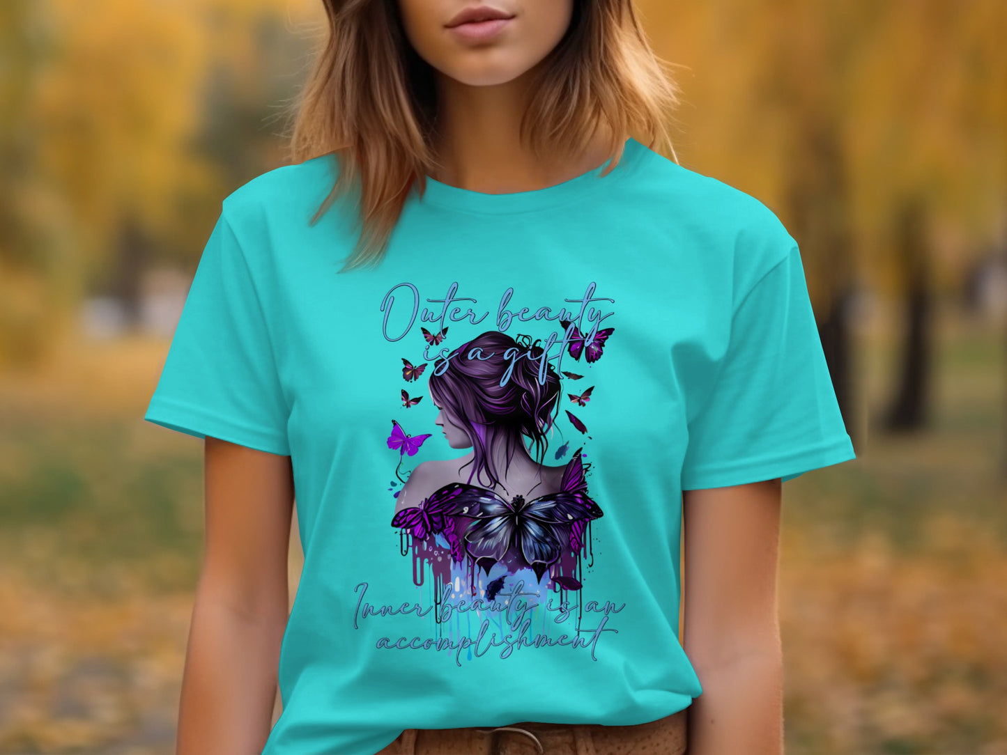 Outer Beauty Inner Beauty Butterfly Design Shirt