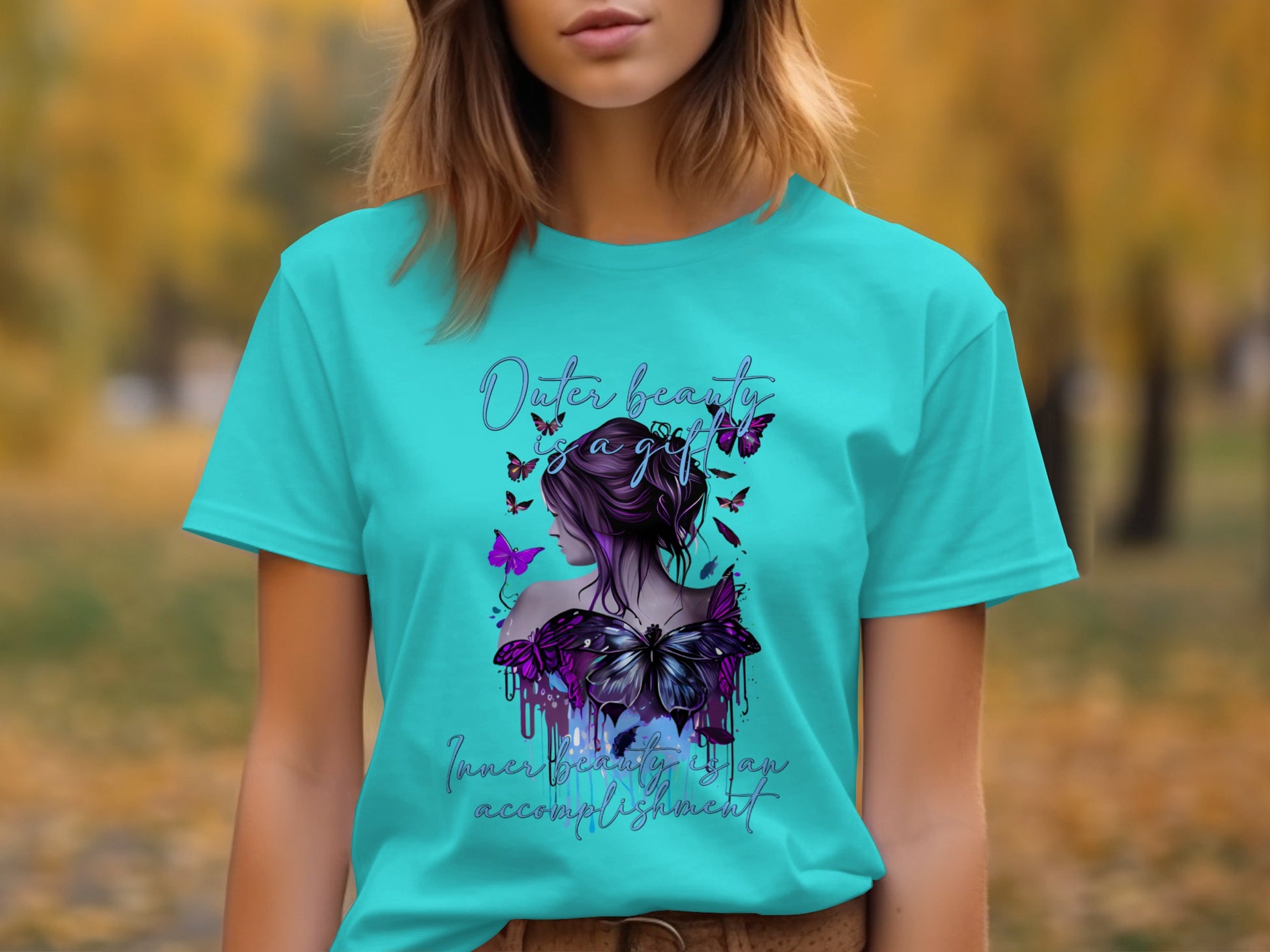 Outer Beauty Inner Beauty Butterfly Design Shirt