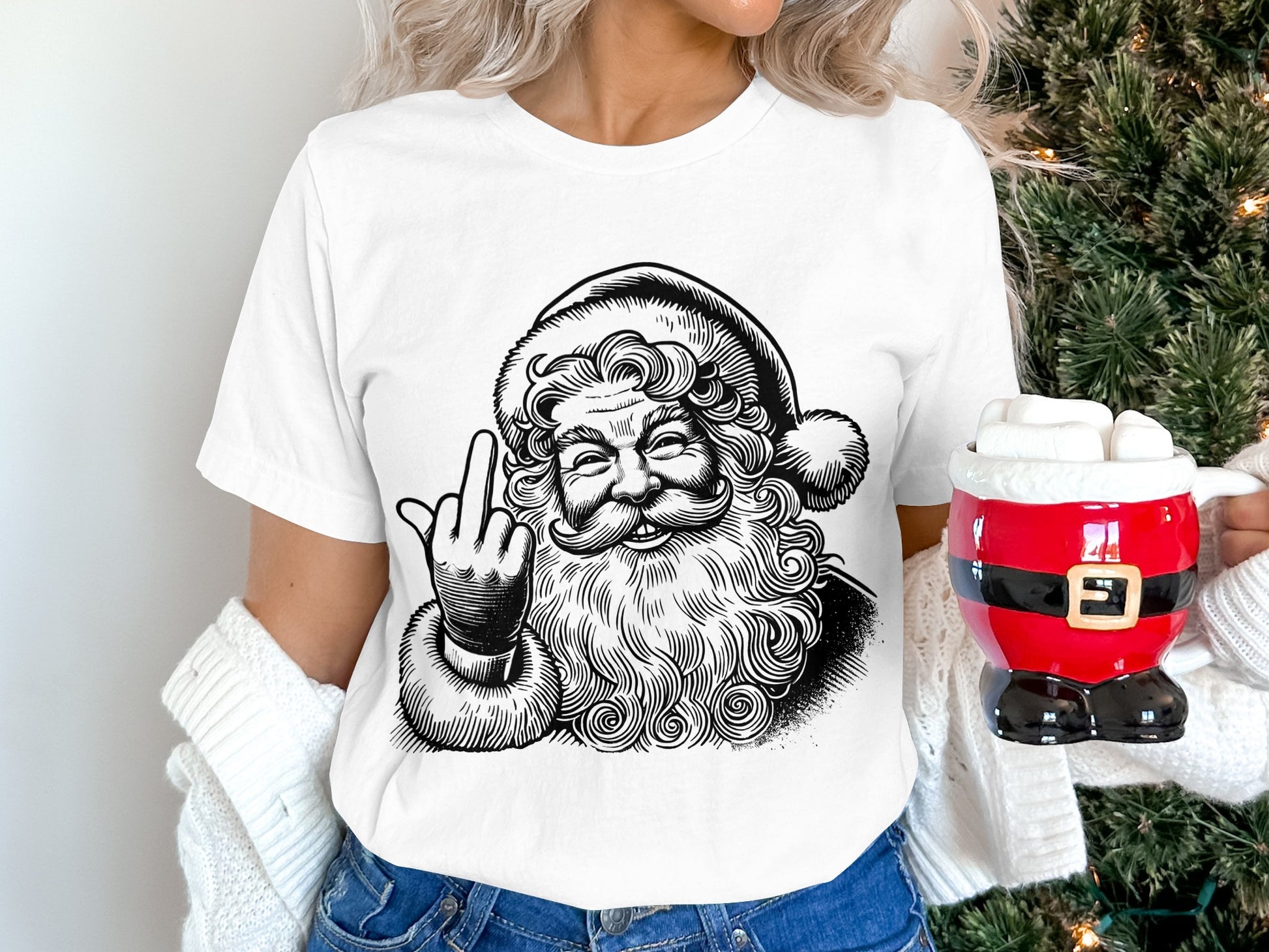 Jolly Santa Flipping the Bird Festive Sweatshirt