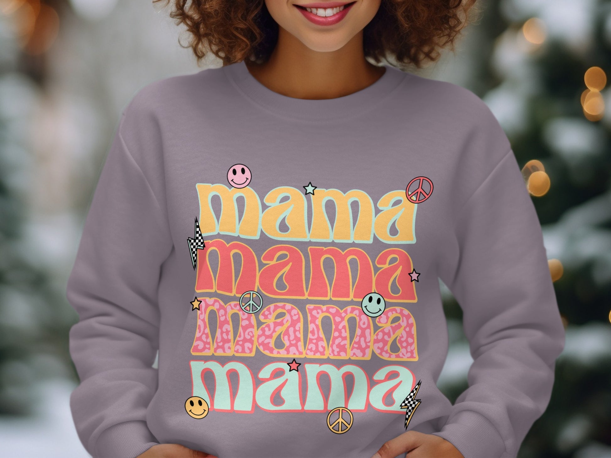 Colorful Mama Smiley Peace Sweatshirt for Moms