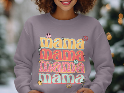 Colorful Mama Smiley Peace Sweatshirt for Moms