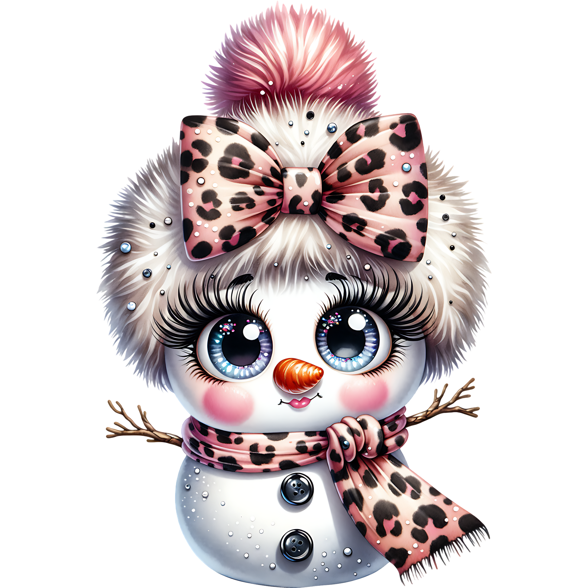 Adorable Snowman with Pink Leopard Accessories