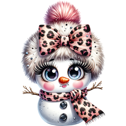 Adorable Snowman with Pink Leopard Accessories