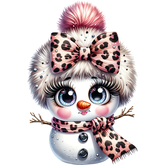 Adorable Snowman with Pink Leopard Accessories