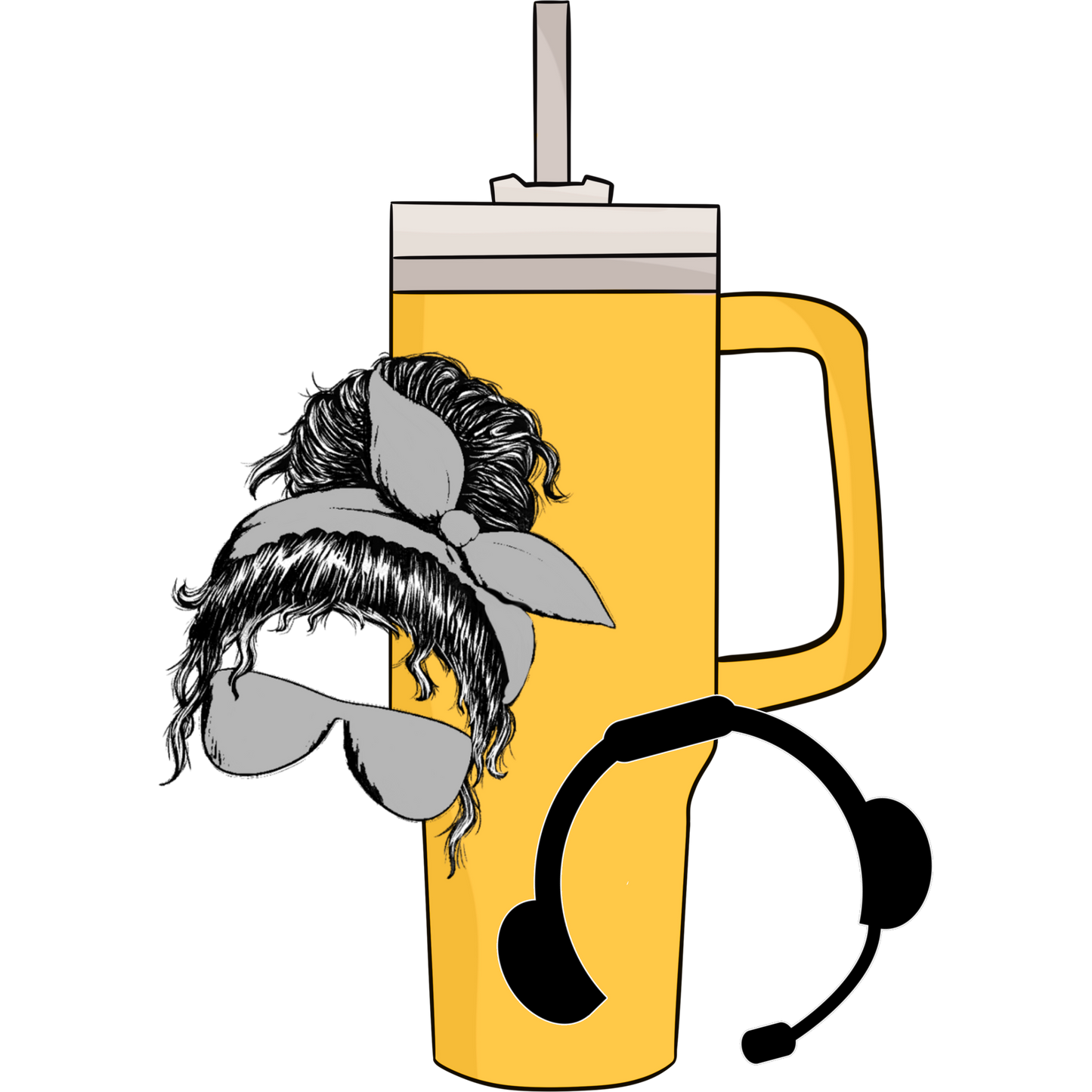 Fun Yellow Tumbler with Creative Design Print Décor