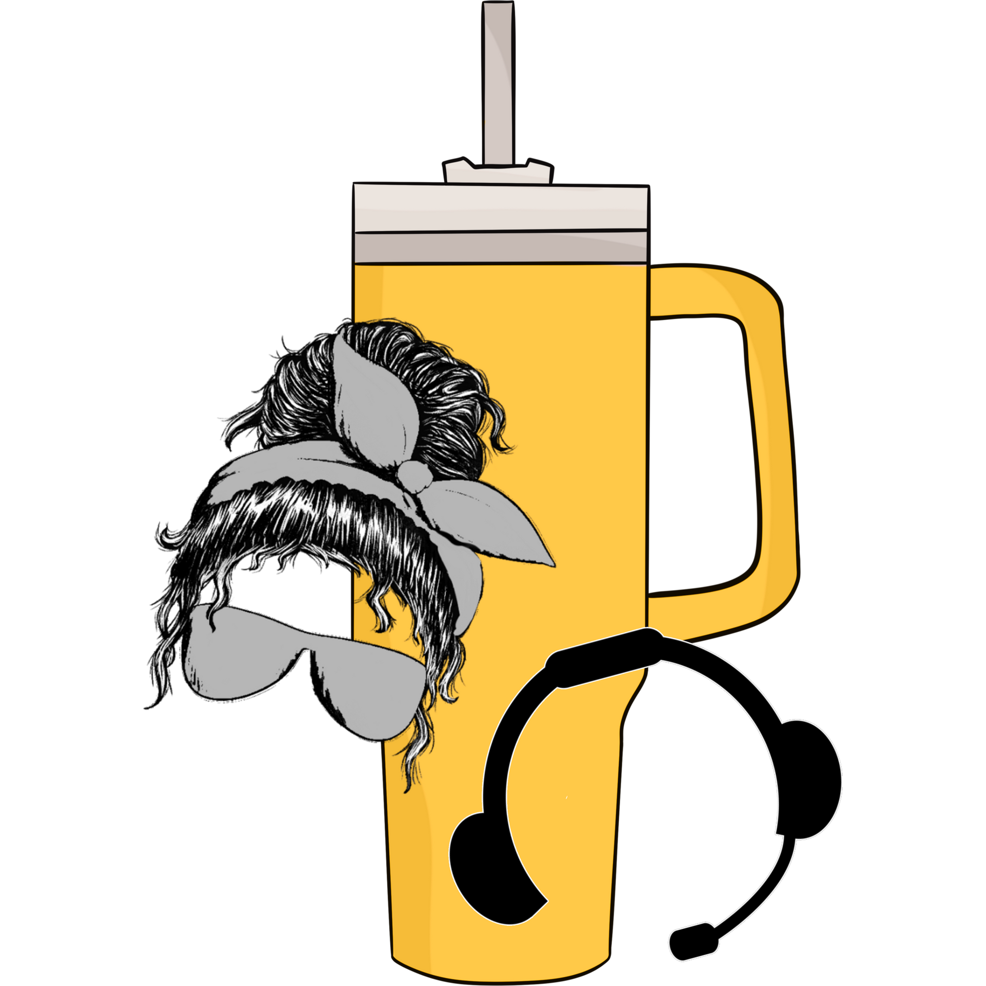 Fun Yellow Tumbler with Creative Design Print Décor