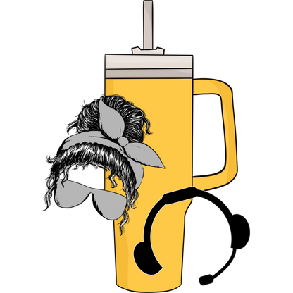Fun Yellow Tumbler with Creative Design Print Décor