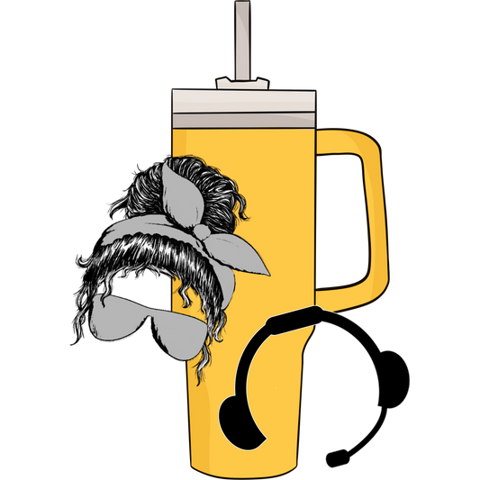 Fun Yellow Tumbler with Creative Design Print Décor