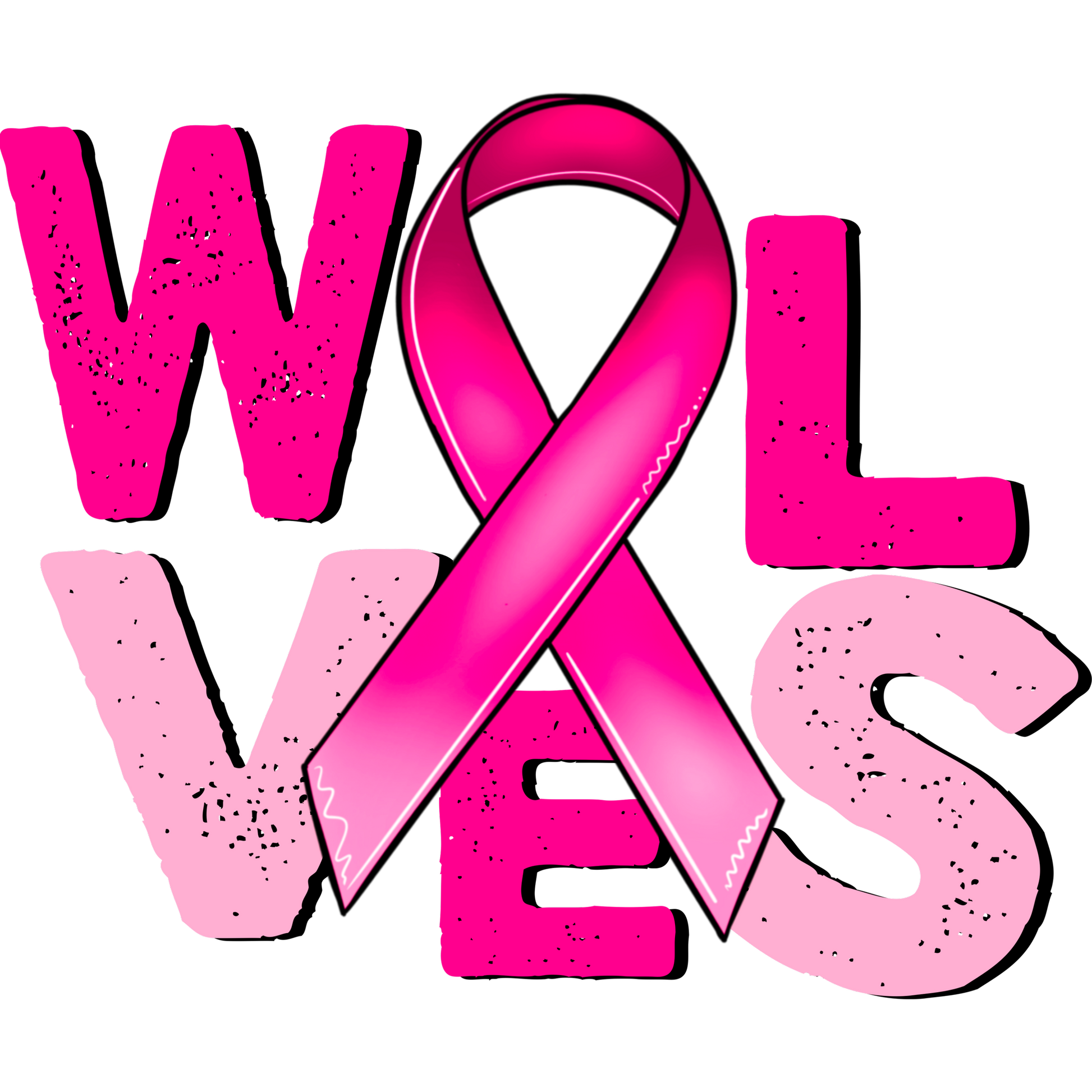Wolves Pink Ribbon Awareness Graphic Shirt